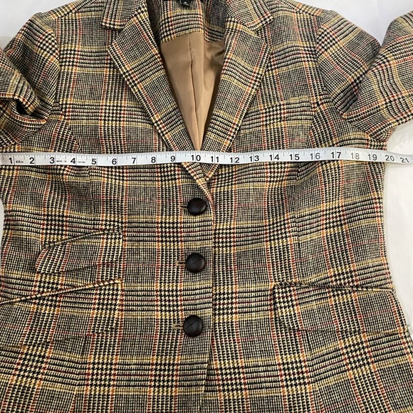 TALBOTS Brown Houndstooth Plaid Wool Blend Equestrian Style Blazer SZ 10 - Picture 9 of 11